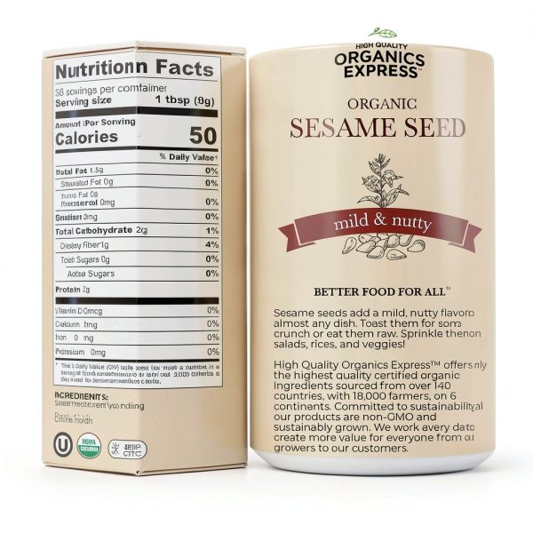HQO Organic Sesame Seeds 20oz – USDA Certified Non GMO Gluten-Free-1