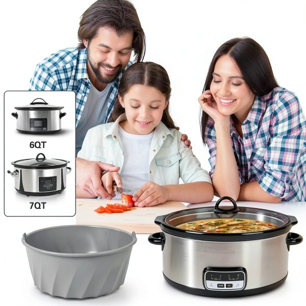 Reusable Silicone Slow Cooker Liner KoiLykke 6-8 Quart Oval Black-1