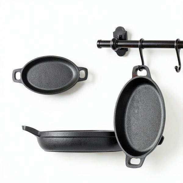 Mifoci Oval Cast Iron Skillet Set 6pcs Baking Pan Black 7.1x4.7-1