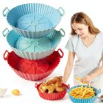 Air Fryer Silicone Liners 3 Pack 8 Inch Reusable Baking Basket-0