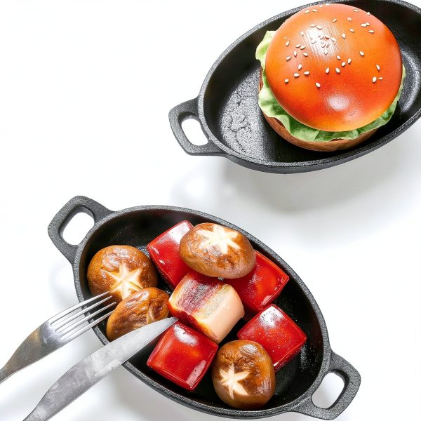 Mifoci Oval Cast Iron Skillet Set 6pcs Baking Pan Black 7.1x4.7-2