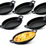 Mifoci Oval Cast Iron Skillet Set 6pcs Baking Pan Black 7.1x4.7-0