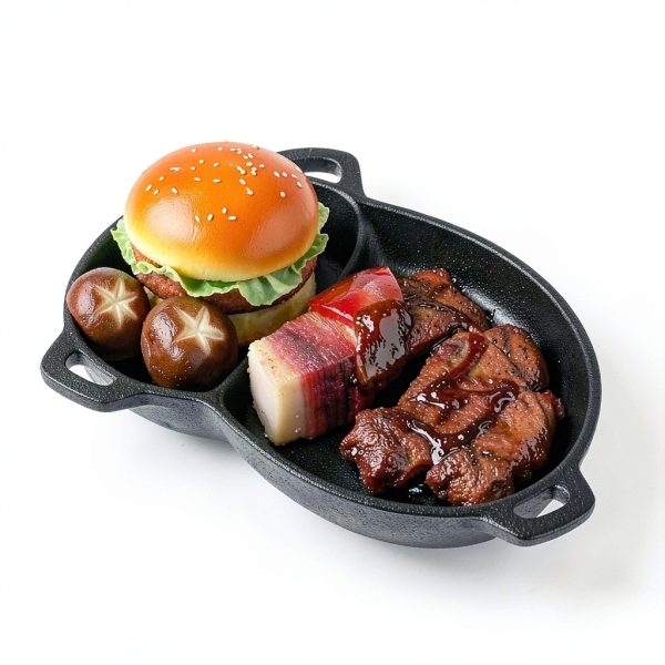 Mifoci Oval Cast Iron Skillet Set 6pcs Baking Pan Black 7.1x4.7-3